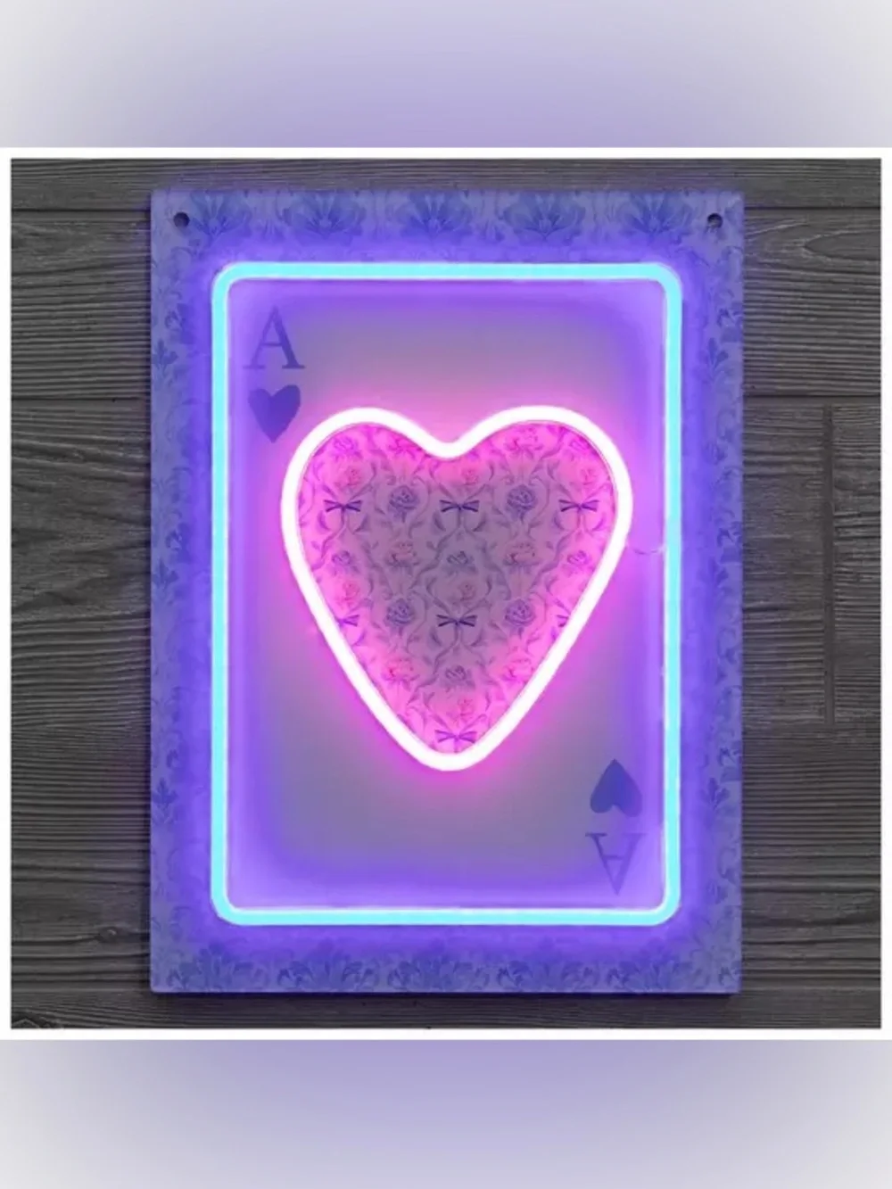 Ace Of Hearts Floral LED Neon Sign
